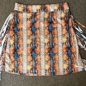 COPY - Snake Skin Design Mini Skirt with Fringe- Western/ Colorful (SM)